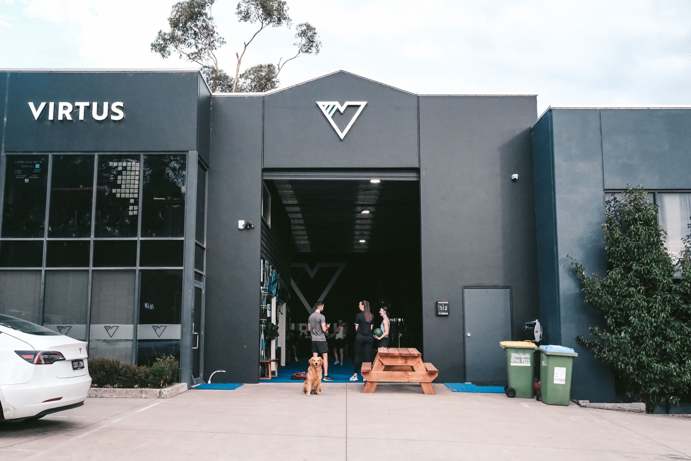 The open roller door at Virtus Performance in Mornington
